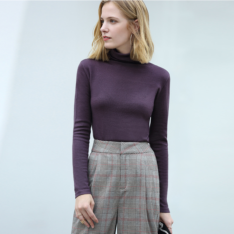 三规格有规格图 AMII Minimalism Autumn Winter Women's Sweater Causal Solid Basic Turtleneck Sweaters For Women Women's sweater Tops 12020216