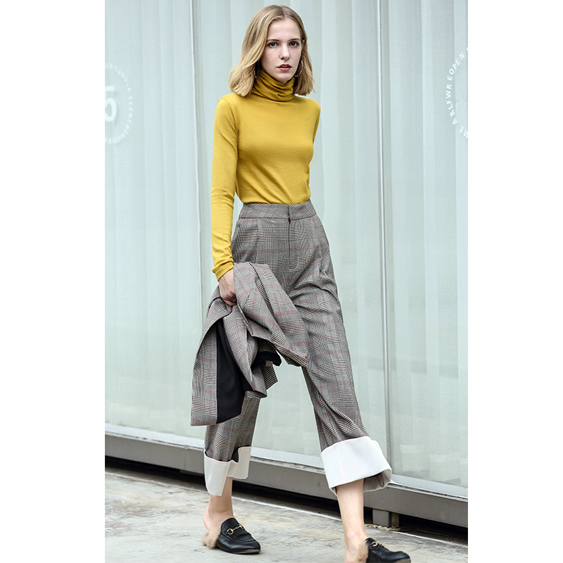 三规格有规格图 AMII Minimalism Autumn Winter Women's Sweater Causal Solid Basic Turtleneck Sweaters For Women Women's sweater Tops 12020216