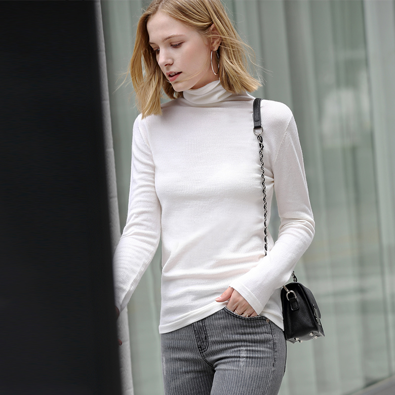 三规格有规格图 AMII Minimalism Autumn Winter Women's Sweater Causal Solid Basic Turtleneck Sweaters For Women Women's sweater Tops 12020216