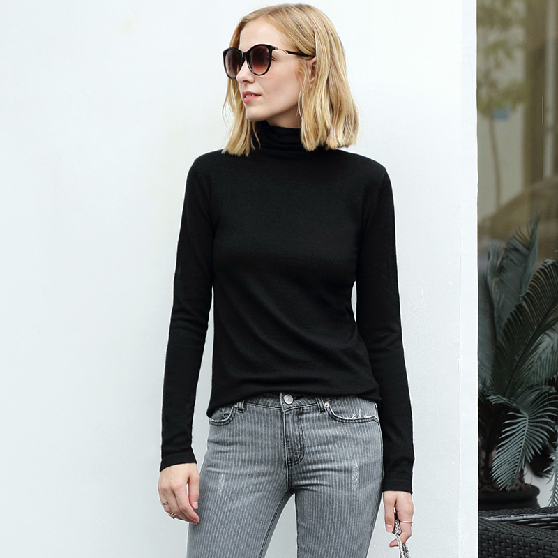 三规格有规格图 AMII Minimalism Autumn Winter Women's Sweater Causal Solid Basic Turtleneck Sweaters For Women Women's sweater Tops 12020216