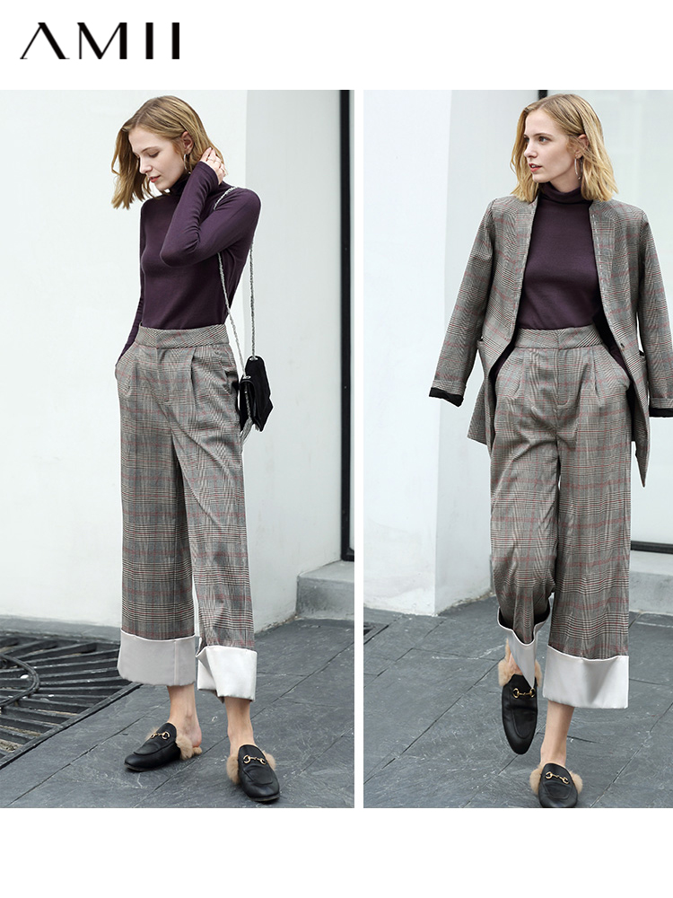 三规格有规格图 AMII Minimalism Autumn Winter Women's Sweater Causal Solid Basic Turtleneck Sweaters For Women Women's sweater Tops 12020216