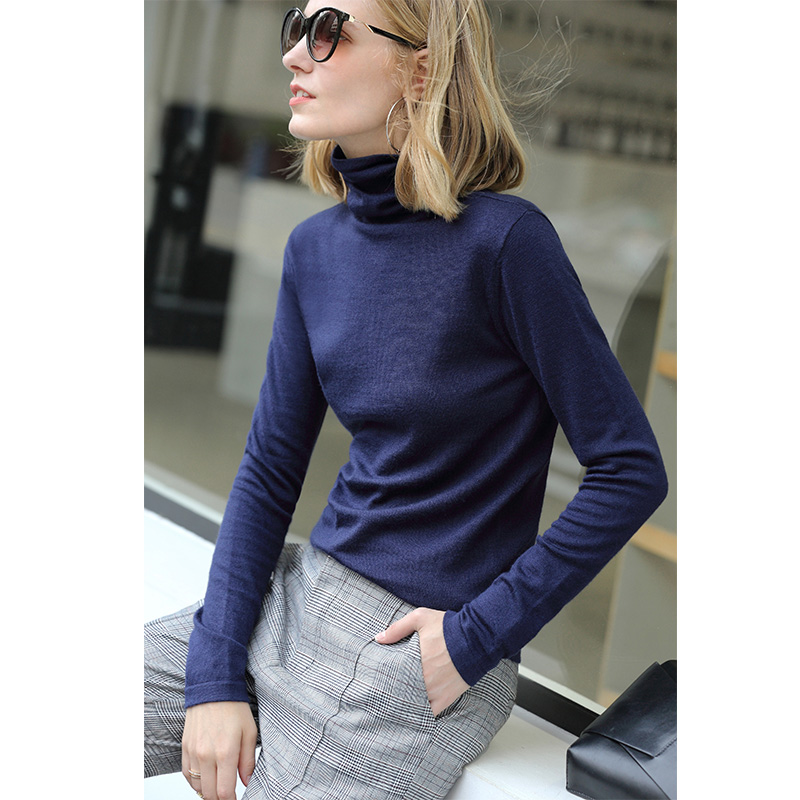 三规格有规格图 AMII Minimalism Autumn Winter Women's Sweater Causal Solid Basic Turtleneck Sweaters For Women Women's sweater Tops 12020216